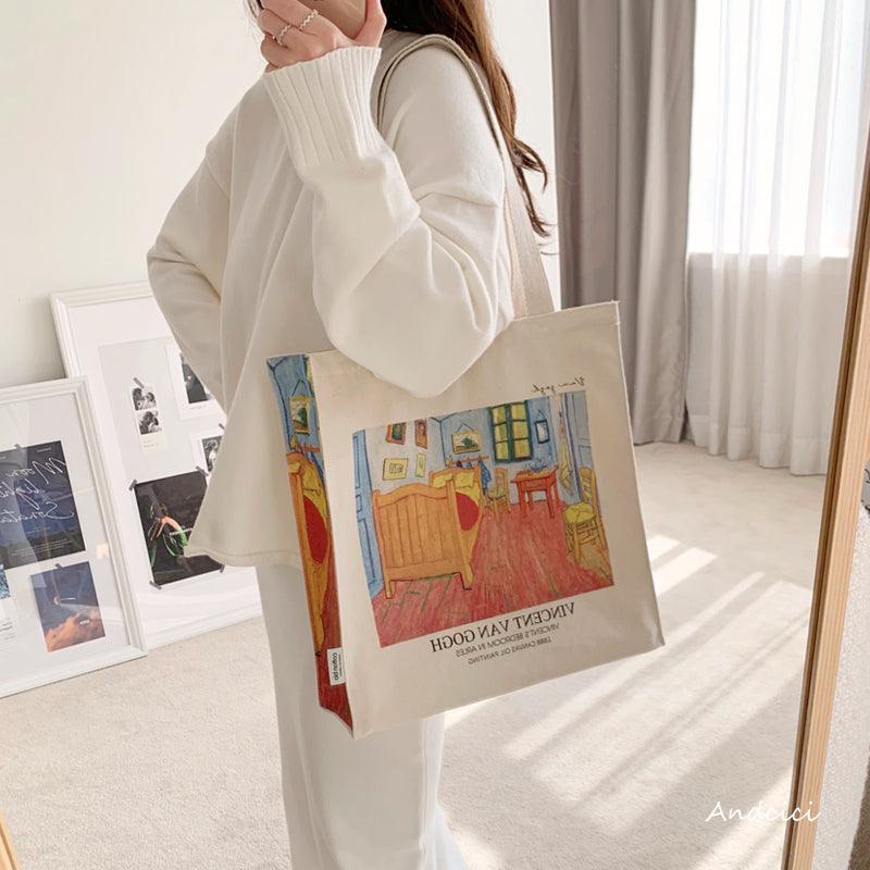 Vincent Van Gogh Bedroom in Arles, 1888 Canvas Tote Bag with Zip - Andcici