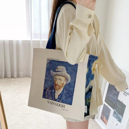 Vincent Van Gogh Self Portrait, 1887 Canvas Tote Bag with Zip - Andcici