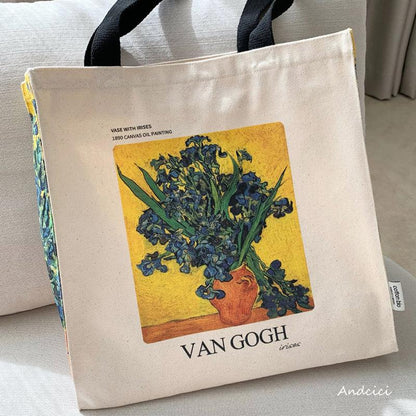 Vincent Van Gogh Vase with Irises, 1889-1890 Canvas Tote Bag with Zip - Andcici