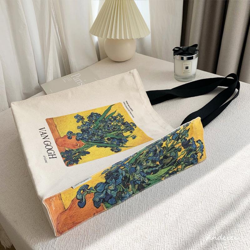 Vincent Van Gogh Vase with Irises, 1889-1890 Canvas Tote Bag with Zip - Andcici