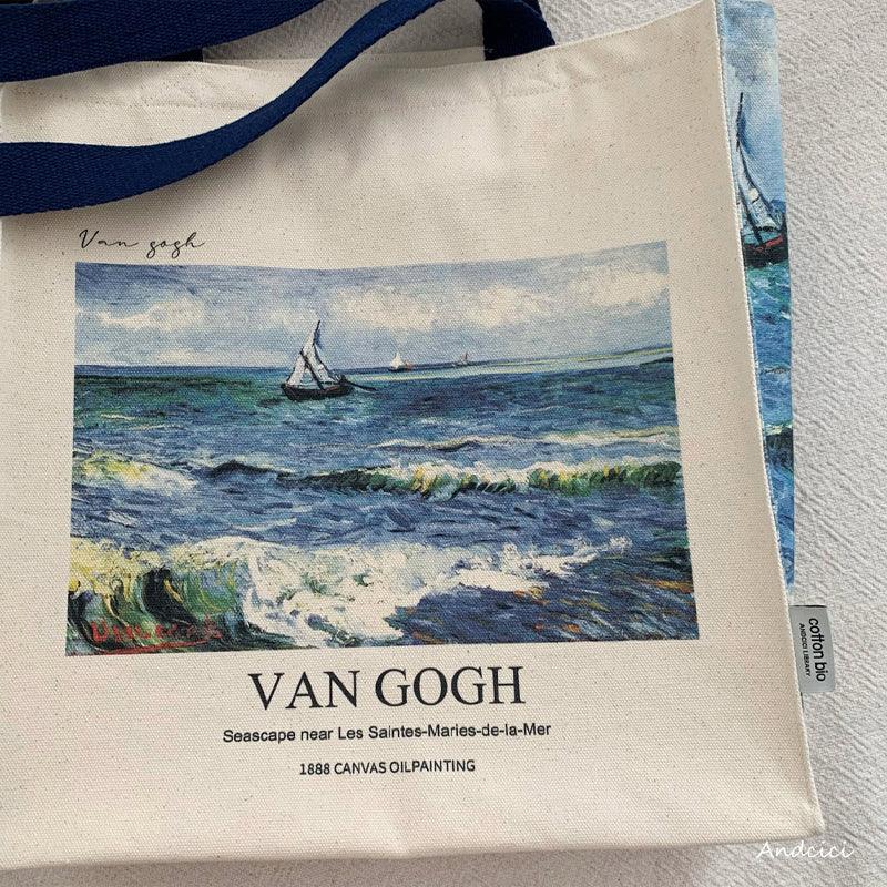 Vincent Van Gogh Seascape, 1888 Canvas Tote Bag with Zip - Andcici