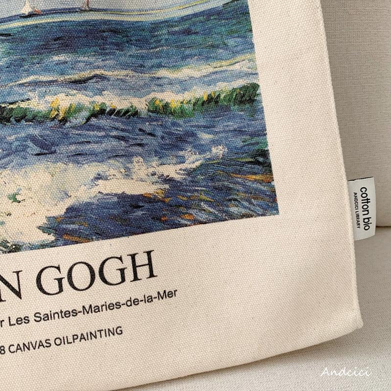 Vincent Van Gogh Seascape, 1888 Canvas Tote Bag with Zip - Andcici