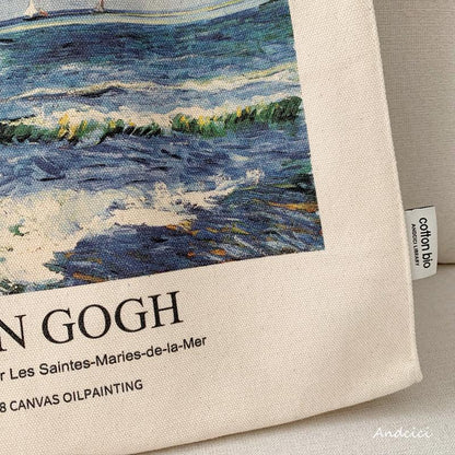 Vincent Van Gogh Seascape, 1888 Canvas Tote Bag with Zip - Andcici