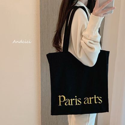 Paris Arts Canvas Tote Bag with Zip