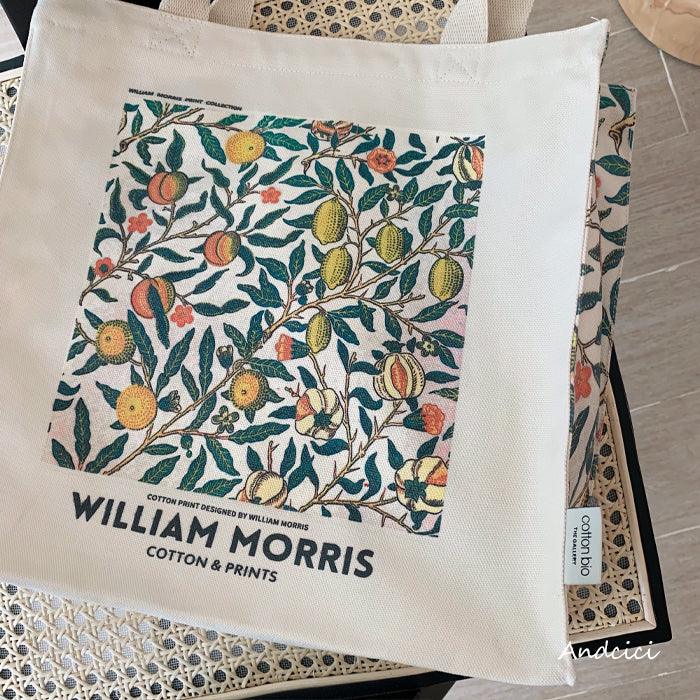 William Morris Pomegranate Citrus, 1865 Canvas Tote Bag with Zip - Andcici