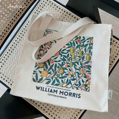 William Morris Pomegranate Citrus, 1865 Canvas Tote Bag with Zip - Andcici