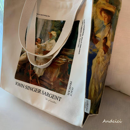 John Singer Sargent The Fountain, Italy, 1907 Canvas Tote Bag with Zip - Andcici