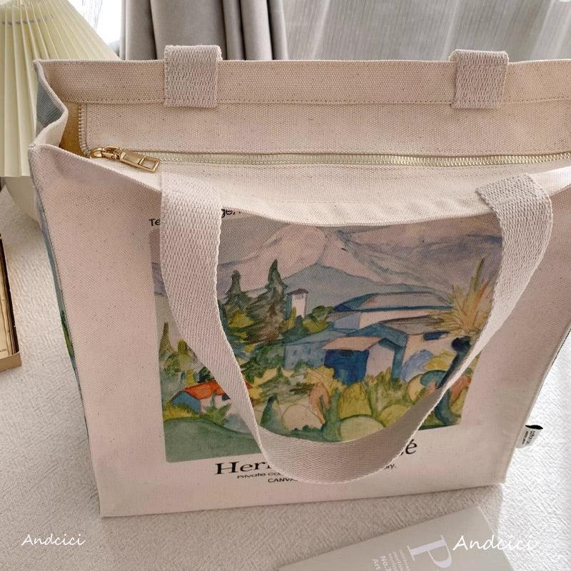 Herman Hesse Tessin-Gebirge, 1927 Shoulder Canvas Tote Bag with Zip - Andcici