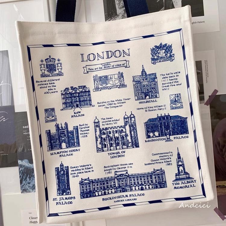 City of London Tote Bag with Zip - Andcici