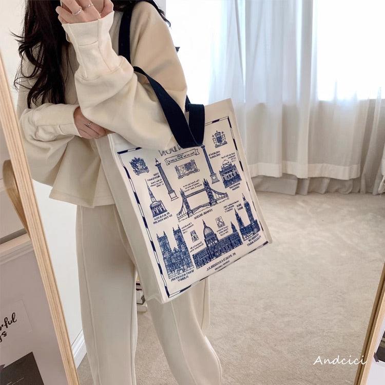 City of London Tote Bag with Zip - Andcici