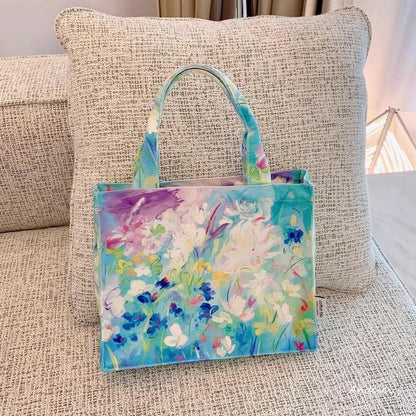 Flowers in Blue Bloom Tote Bag with Zip - Andcici