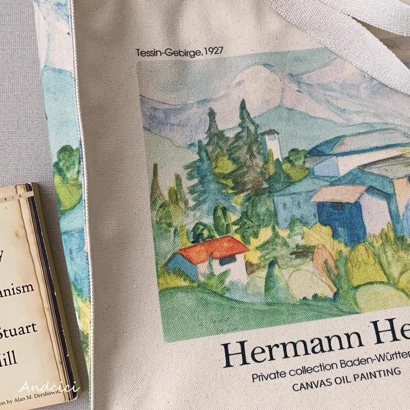 Herman Hesse Tessin-Gebirge, 1927 Shoulder Canvas Tote Bag with Zip - Andcici