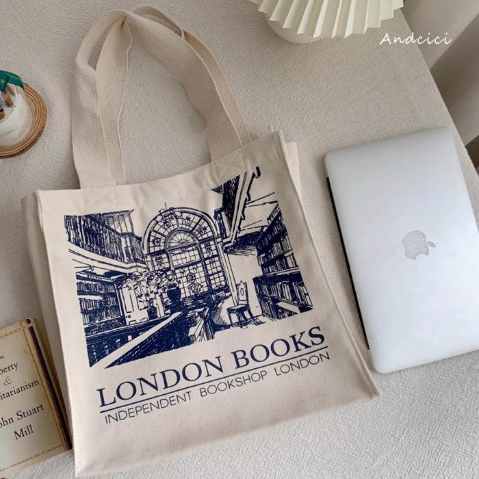 London Books Marylebone Book Store Tote Bag with Zip - Andcici