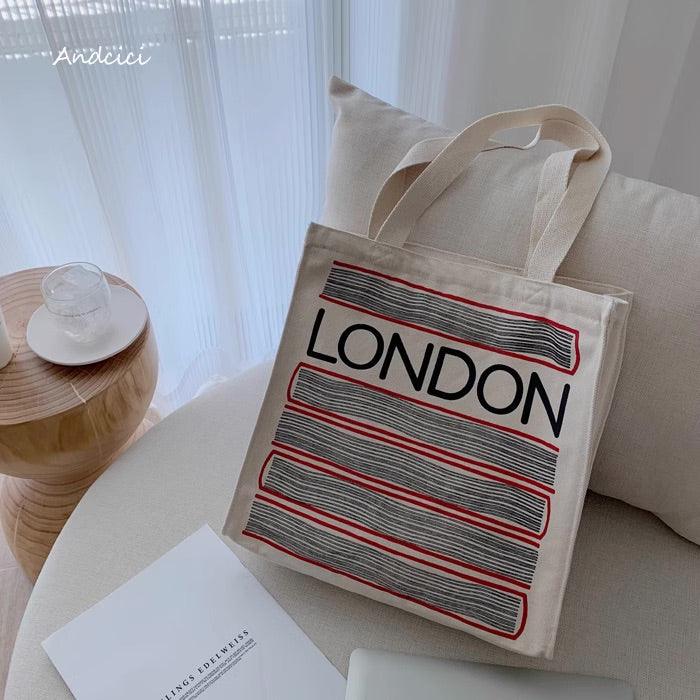 London Books with Red Covers Tote Bag with Zip - Andcici