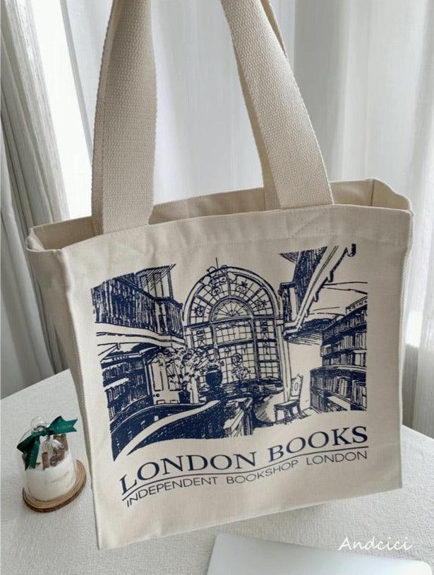 London Books Marylebone Book Store Tote Bag with Zip - Andcici