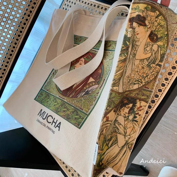 Alphonse Mucha Laurel, 1901 Shoulder Canvas Tote Bag with Zip - Andcici