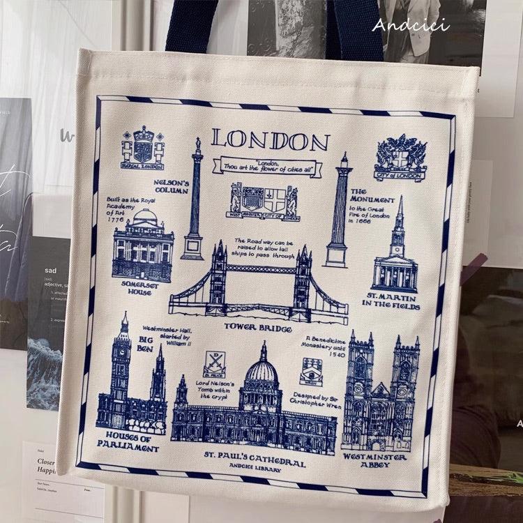 City of London Tote Bag with Zip - Andcici