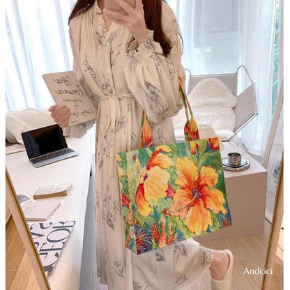 Flowers of the Morning Sun Tote Bag with Zip - Andcici