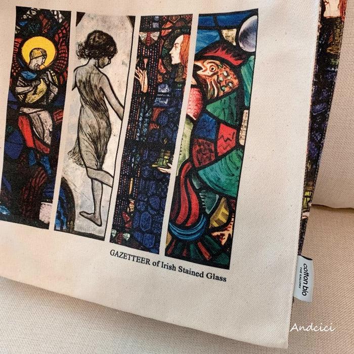 Gazetteer of Irish Stain Glass Book Cover Shoulder Canvas Tote Bag with Zip - Andcici