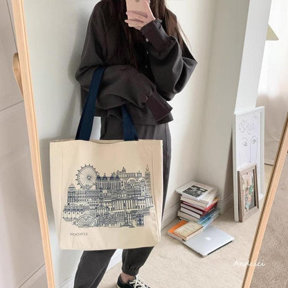 Skyline of London Town National Gallery Tote Bag with Zip - Andcici