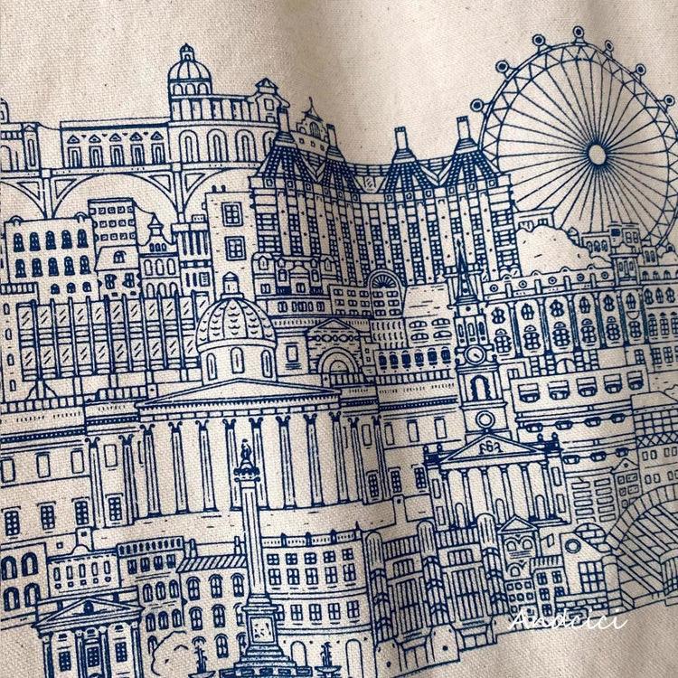 Skyline of London Town National Gallery Tote Bag with Zip - Andcici