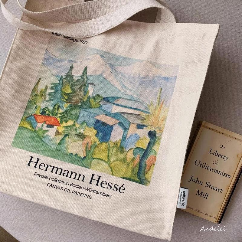 Herman Hesse Tessin-Gebirge, 1927 Shoulder Canvas Tote Bag with Zip - Andcici