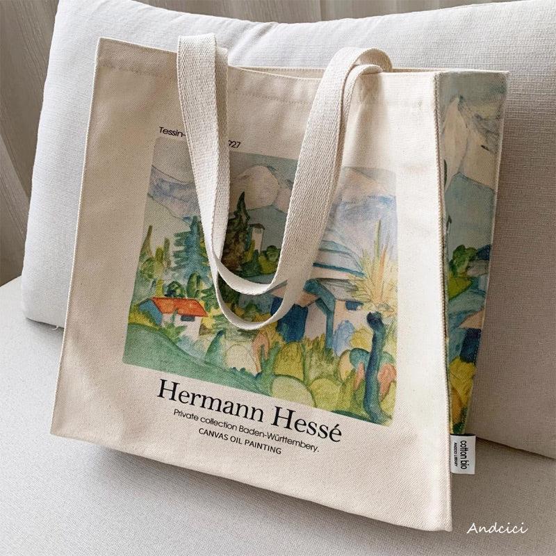 Herman Hesse Tessin-Gebirge, 1927 Shoulder Canvas Tote Bag with Zip - Andcici