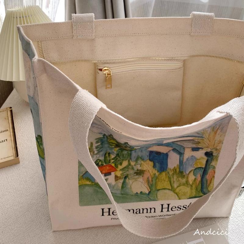 Herman Hesse Tessin-Gebirge, 1927 Shoulder Canvas Tote Bag with Zip - Andcici