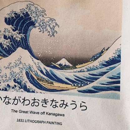 Katsushika Hokusai The Great Wave off Kanagawa, 1831 Shoulder Canvas Tote Bag with Zip - Andcici