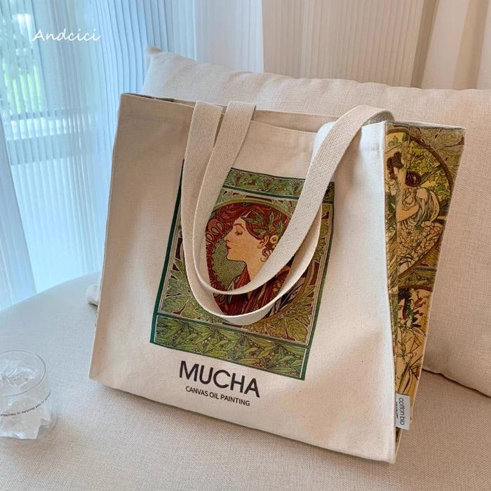 Alphonse Mucha Laurel, 1901 Shoulder Canvas Tote Bag with Zip - Andcici