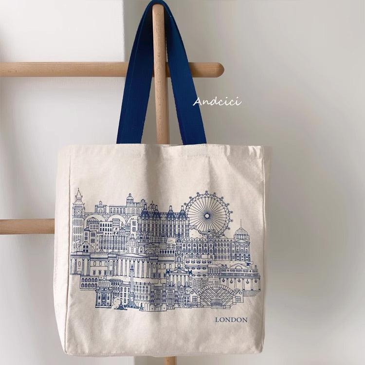 Skyline of London Town National Gallery Tote Bag with Zip - Andcici