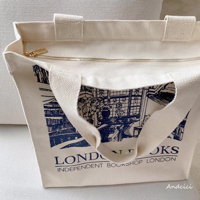 London Books Marylebone Book Store Tote Bag with Zip - Andcici