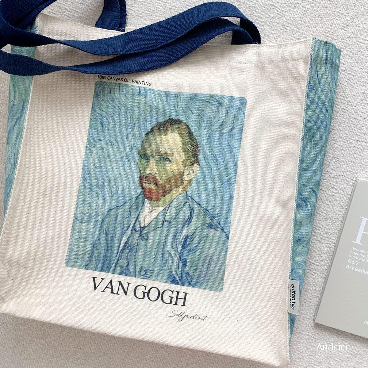 Vincent Van Gogh Self Portrait,  1889 Canvas Tote Bag with Zip - Andcici