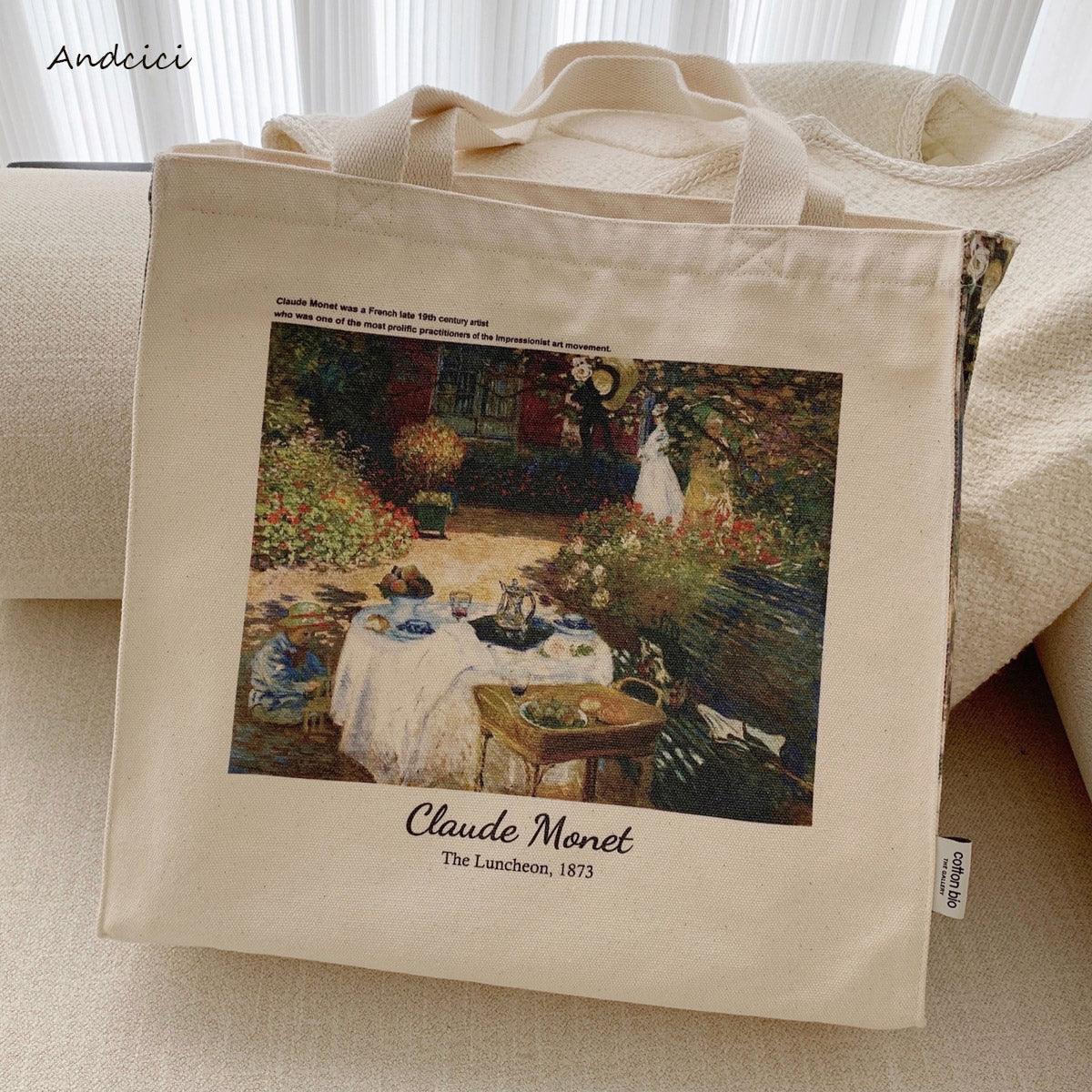 Claude Monet The Luncheon, 1873 Canvas Tote Bag with Zip - Andcici