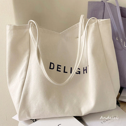 DELIGHT Canvas Tote Bag with Inner Zipped Pocket