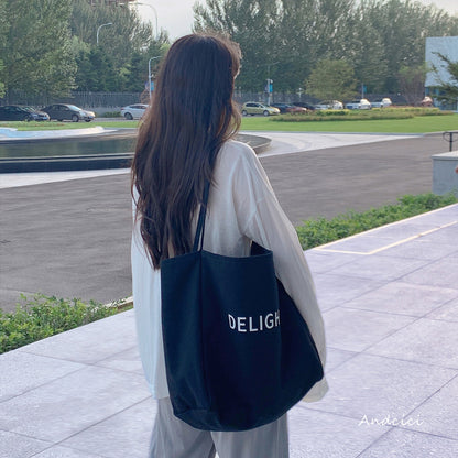 DELIGHT Canvas Tote Bag with Inner Zipped Pocket