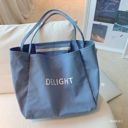 DELIGHT Canvas Tote Bag with Inner Zipped Pocket