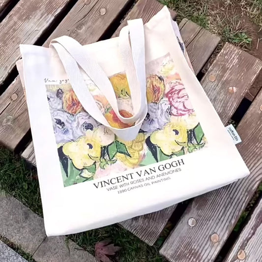 Vincent Van Gogh Vase with Roses and Anemones, 1890 Canvas Tote Bag with Zip
